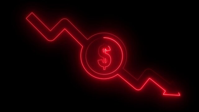 Money loss. Cash with down arrow stocks graph, concept of financial crisis, market fall Money, profit, investment, business market fall business or finance concept statistical curve with a loss sign