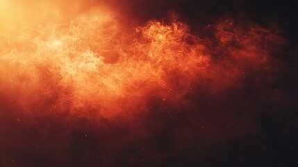 Naklejka premium Dramatic orange smoke, fiery background, abstract, dramatic light, artistic effect, use as backdrop
