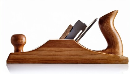 wooden hand plane isolated with white background
