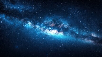 Fototapeta premium Captivating cosmic vista of the Milky Way galaxy with vibrant blue hues and twinkling stars in the vast expanse of space celestial background