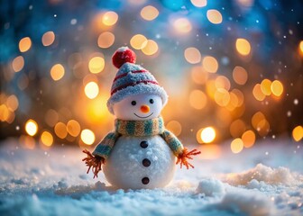 Festive Snowman Bokeh: Winter Wonderland Christmas Card Background