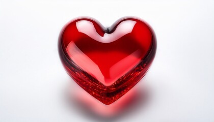 red glass heart isolated on transparent or white background
