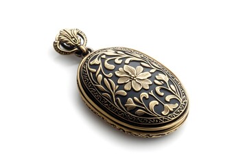 Naklejka premium Victorian Mourning Locket Top View isolated on white background