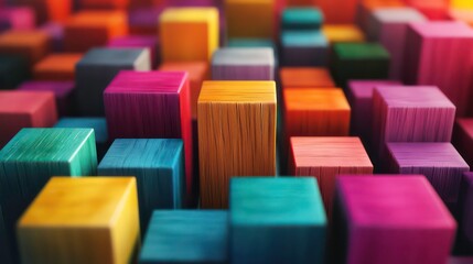Fototapeta premium Ascending Colorful Wooden Blocks Visualizing Business Success