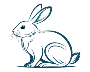 Obraz premium An elegant rabbit silhouette icon set against a clean white background.
