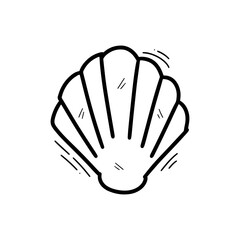 Hand Drawn Sea Shell Illustration. Doodle Vector. Isolated on White Background - EPS 10 Vector