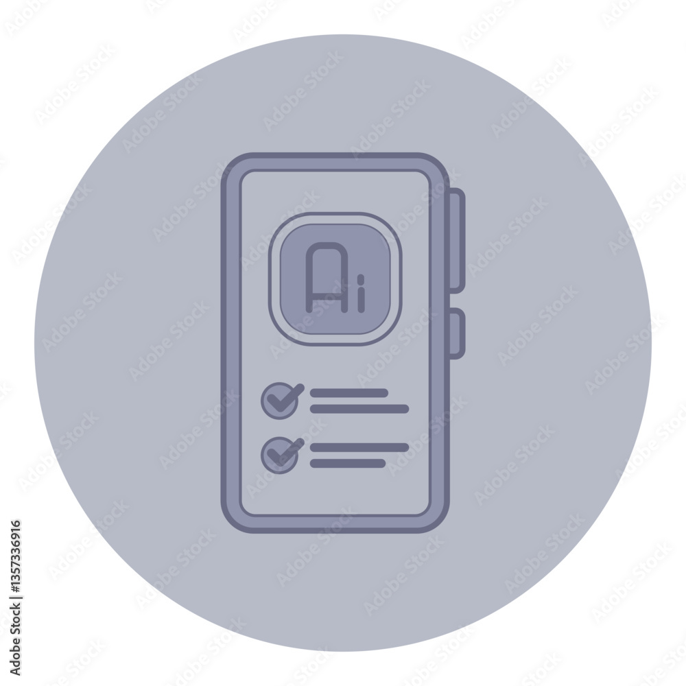 Poster smartphone interface with artificial intelligence options, accompanied by checkboxes for selection. 