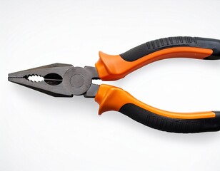 Obraz premium black and orange handled metal pliers tool isolated with white background