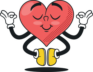 Heart emoticon meditating vector illustration