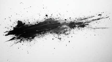 Abstract Black Ink Splatters on White Background