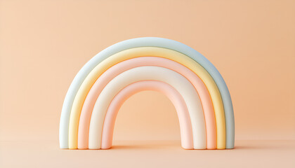 Fototapeta premium Vibrant curves and columns are featured in a colorful abstract architectural interior scene