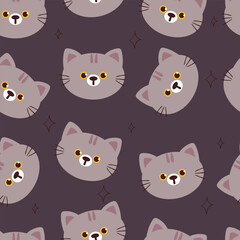 seamless pattern cat head cartoon. cute animal pattern for wallpaper, background and gift wrap paper