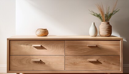 light wood dresser in modern minimalist style