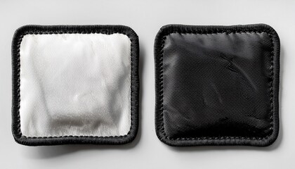 black and white rectangle embroidered patch mockup