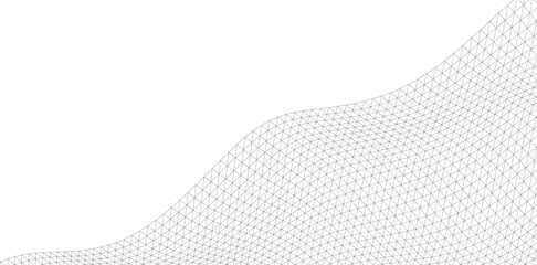Fototapeta premium Abstract Wireframe Waves - Futuristic Geometric Mesh Background - Vector Illustration