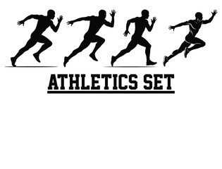 Obraz premium A Dynamic Runner Silhouettes of a man running Players with Logo and Runner vector