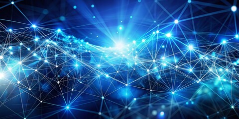 Fototapeta premium Futuristic Blue & White Digital Network: Abstract Technology Background