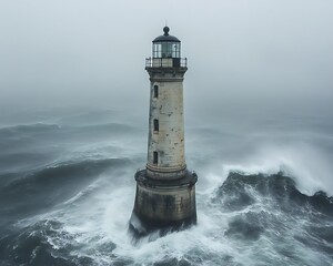Obraz premium Stormy Sea Lighthouse