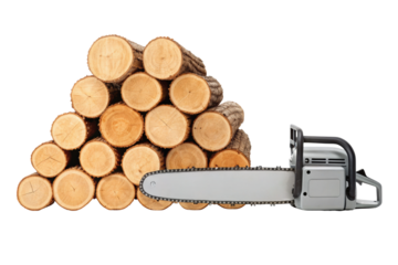 Cutting tool logs wood lumber chainsaw forestry equipment timber stacked natural saw tree