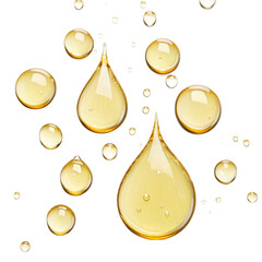 Golden Oil Droplets Falling on Black Background in Slow Motion Photography