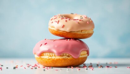 Stack of Delicious Glazed Donuts with Sprinkles