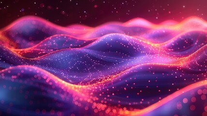 Obraz premium Abstract colorful wavy lines with neon lights. Digital art for design of glowing vibrant color with red and blue in wave pattern. Technology innovation design. Vibrant color of wave with fluid. AIG53.