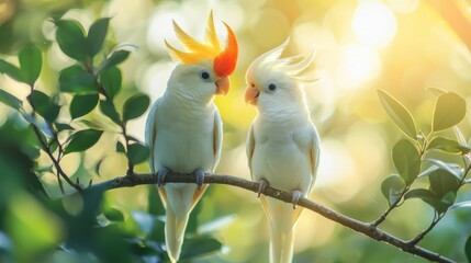 Cockatiel parrots.Funny parrots.Cockatiel pets.Bird with a crest. Cute animal.Funny bird.Cockatiel.Parrots are playing. Caring for pets.Birds.Animals.Cute cockatiel.Home pet parrot.The best birds.