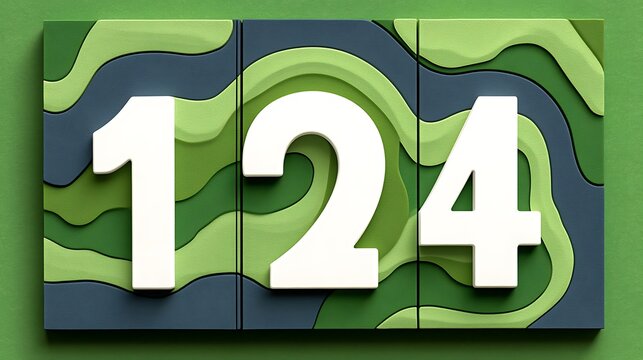 Abstract number 124 on green layered background.