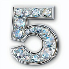 Sparkling Gemstone Number Five: Chic Crystal Adorned Design Art Piece