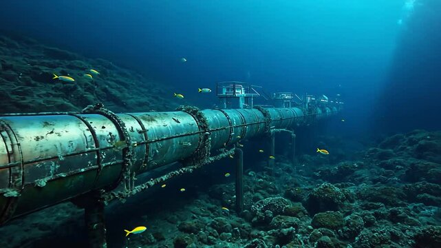 Gas pipeline in the ocean.