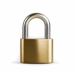 Naklejka premium A sleek brass padlock with a shiny silver shackle, symbolizing security and protection for personal belongings or confidential information.