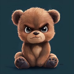 Obraz premium Cute baby Grumpy bear cub character, cartoon, webtoon, illustration. 