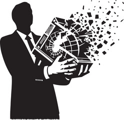 Broken object in hands illustration