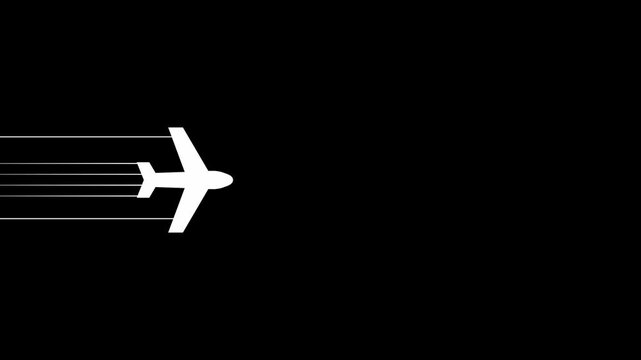 Simple plane icon flay icon animation concept,simple flat plane animation. Airplane line path animation, Travel on airplane location map.