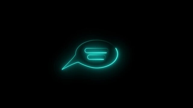 glowing neon message box icon animation video notice receive massage animated sign symbol on black background, 4k video.