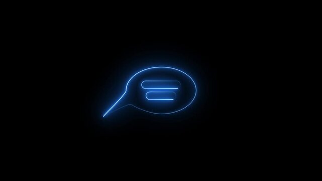 glowing neon message box icon animation video notice receive massage animated sign symbol on black background, 4k video.