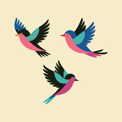 Obraz premium MobileColorful Birds in Flight – Modern, Artistic, and Elegant Vector Illustration