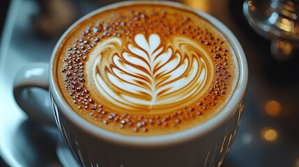 A coffee cup with beautiful latte art and tiny bubbles on the surface, embodying the charm and quality of a well - crafted coffee.