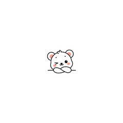 Cute polar bear arms crossed and winking eye cartoon, vector illustration