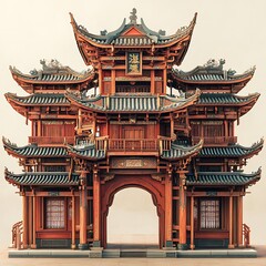 Fototapeta premium Ancient Chinese architecture with ornate wooden design high resolution picture
