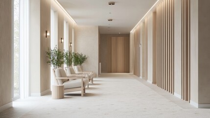 Contemporary Spa Reception: Elegant Interior with Plush Armchairs and Stylish Decor