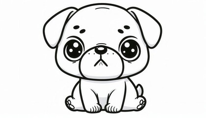 Obraz premium Cute cartoon white puppy illustration adorable character design digital art playful style