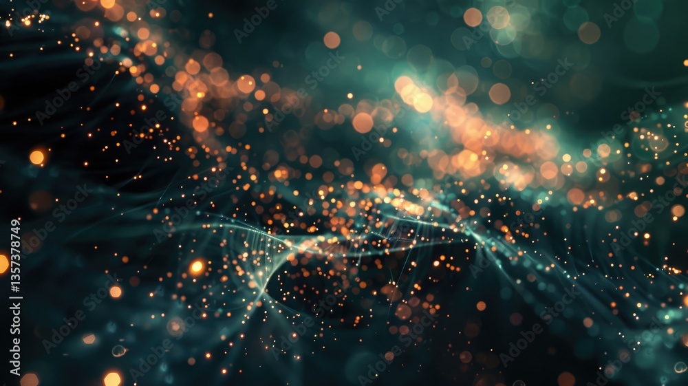 Poster abstract picture of colorful particle with sparkle electric style design connect become energy struc