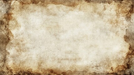Antique Paper Canvas: Vintage Brown Stains and Elegant Faded Center on Distressed Parchment