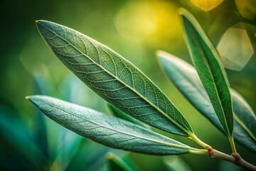 Obraz premium High-Resolution Olive Leaf Clipart: Detailed Botanical Illustration with Shallow Depth of Field