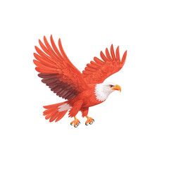 Fototapeta premium Red eagle with outstretched wings, white isolated background