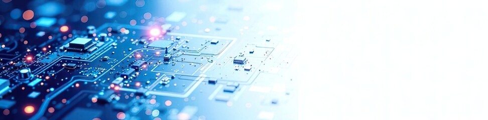 Obraz premium Blue colored pixel art technology design background isolated on white featuring geometric shapes, circuits, and digital elements, pixel art, elements