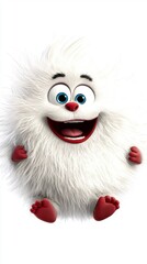 Obraz premium Joyful White Fluffy Creature with Red Feet