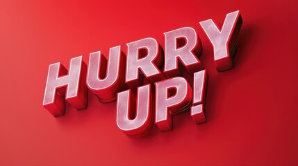 Fototapeta premium Bright red hurry up sign with 3d letters