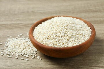 Composition with white rice on the table